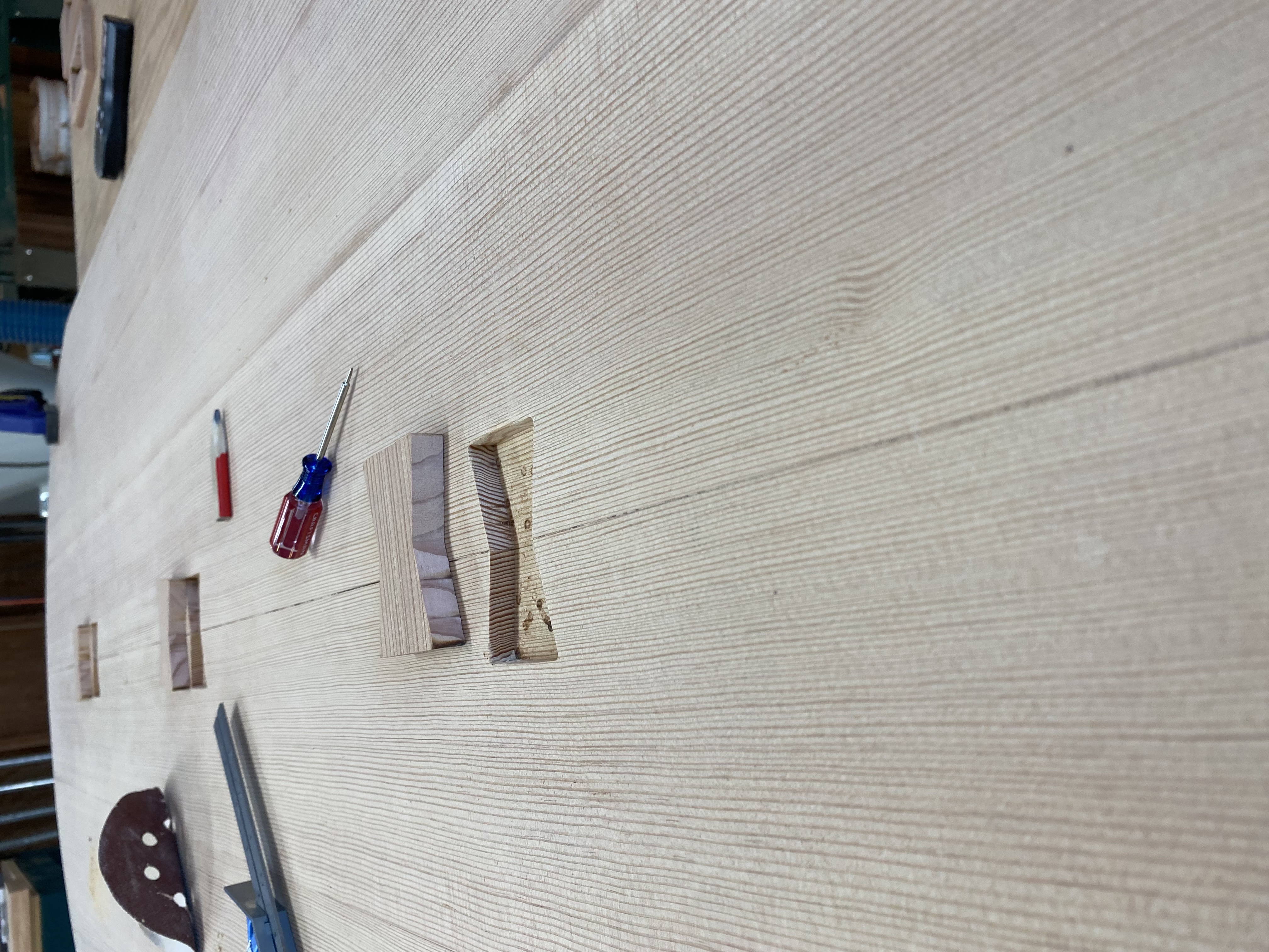 Before — bowtie cutouts in progress